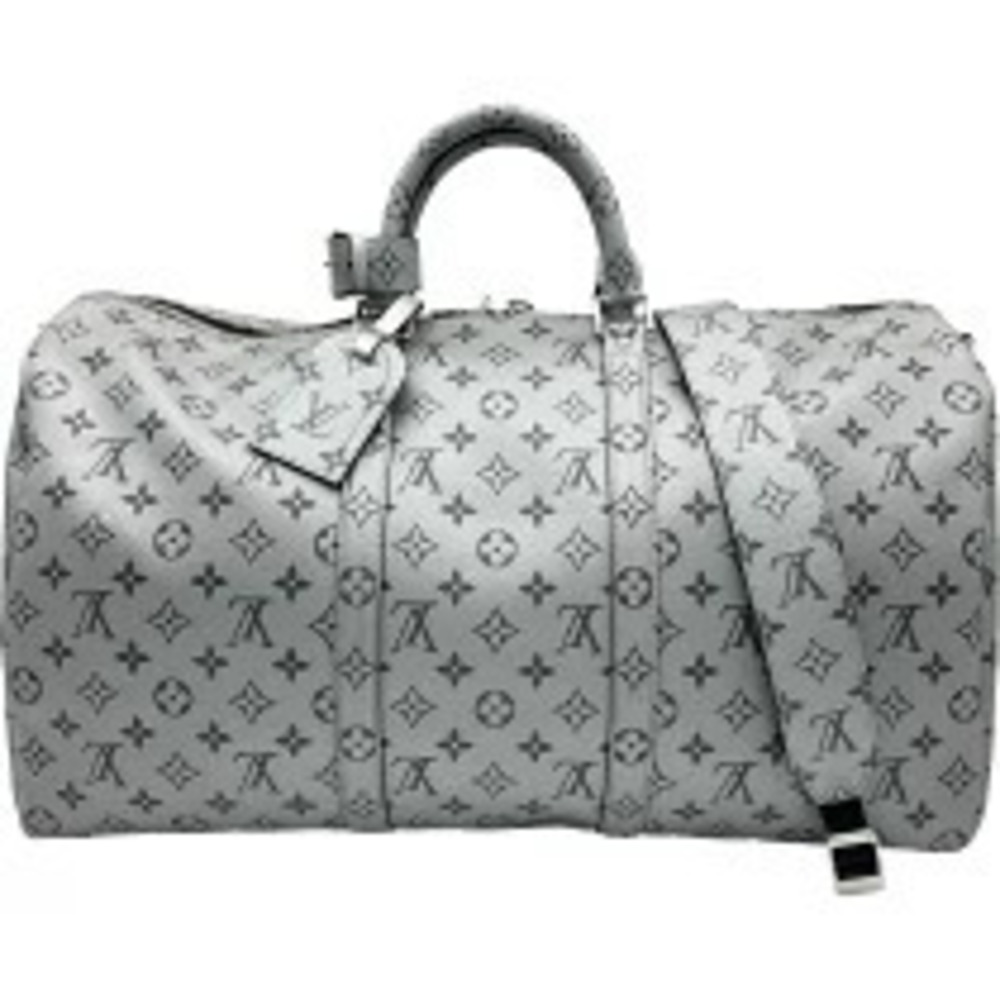 Louis Vuitton Keepall Bandouliere Silver Monogram Eclipse Black Boston Bag
